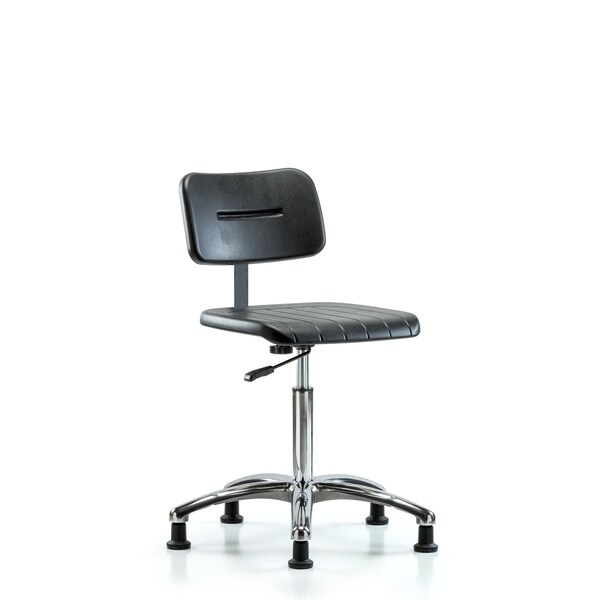 Basic Poly Med Bench Chair, Chrome, Glides, Polyurethane, 19-1/2" to 27-1/2" Seat Height