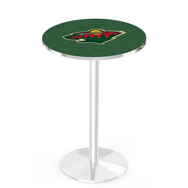 42" Chrome Minnesota Wild Pub Table, 36" dia. Top