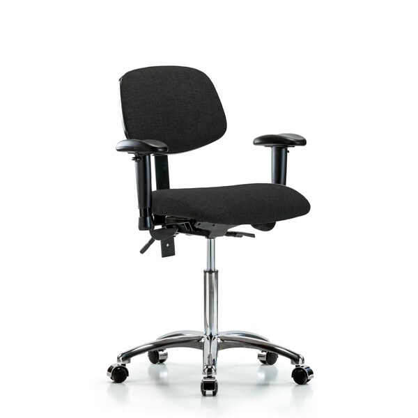 Chair, Fab, Med Bench, Chr Tilt AA Cast Blk, 6-Way Adjustable, 22" to 29" Height, Black