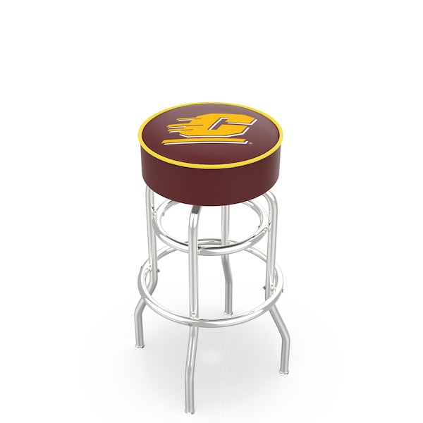 25" Central Michigan Cushion Seat, 2-Ring Chrome Swivel Bar Stool