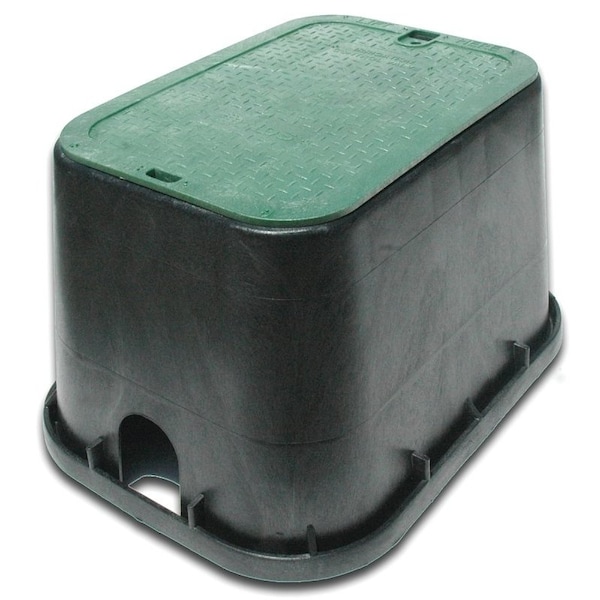 NDS 113BC Valve Box with Overlapping ICV Cover, Rectangular, Polyolefin, Black/Green