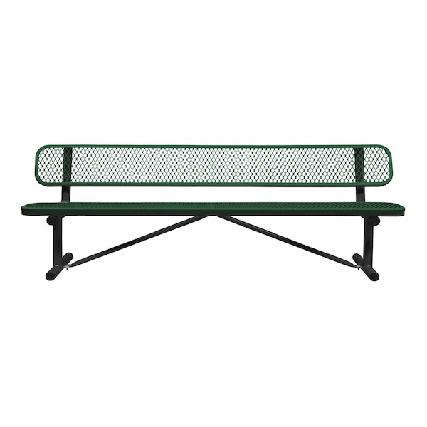 Portable, Bench with Back, 8ft., Black/Grn