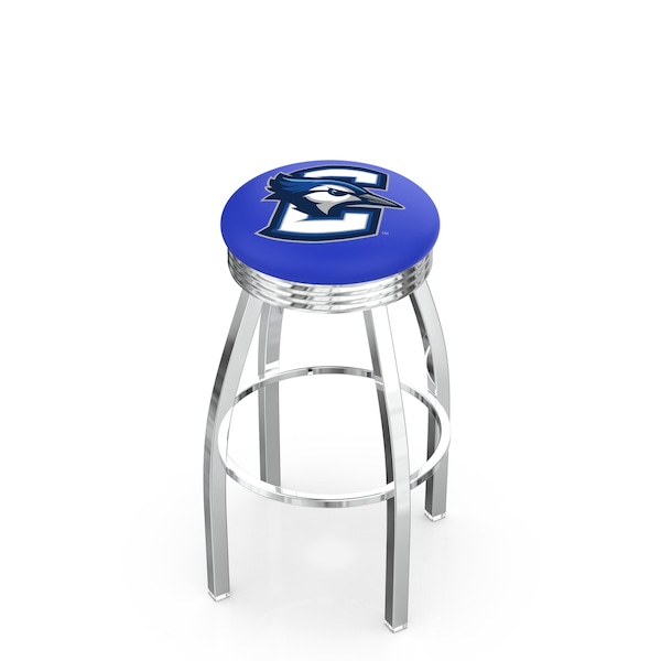 25" Chrome Creighton Swivel Bar Stool, Accent Ring