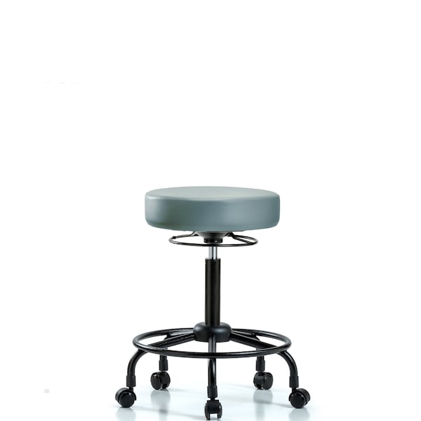 Vinyl Stool, Med Bench, Round Tube Base, Casters, Storm