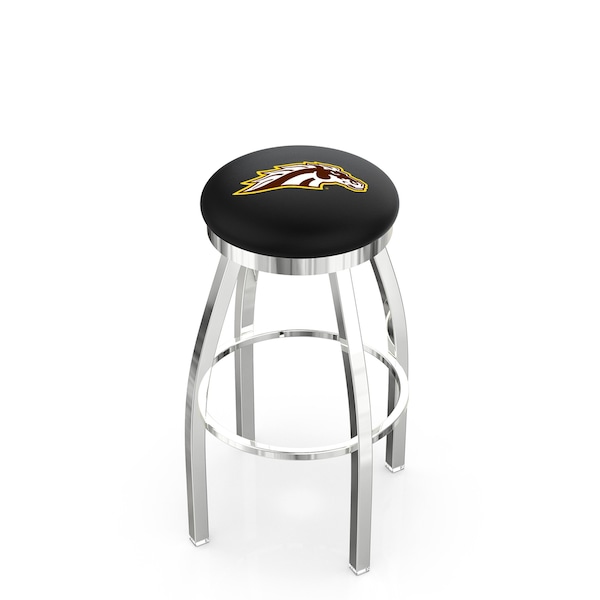 25" Chrome Western Michigan Swivel Bar Stool, Accent Ring