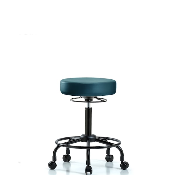 Vinyl Stool, Med Bench, Round Tube Base, Casters, Royal