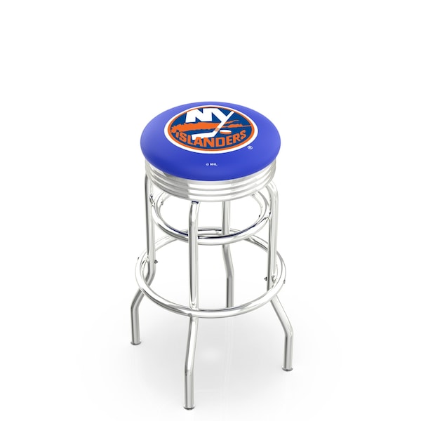 25" Chrome 2-Ring New York Islanders Swivel Bar Stool, Accent Ring