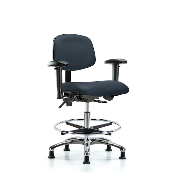 Chair, Vin, Med Bench, Chr AA CF Glides, Nav, 6-Way Adjustable, 22" to 29" Height, Imperial Blue