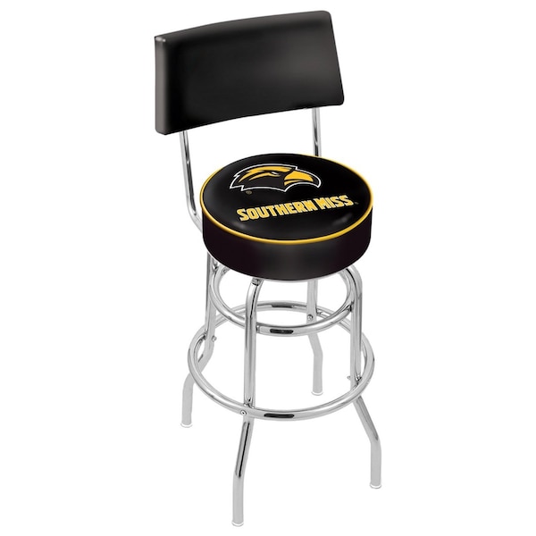 25" Chrome 2-Ring Southern Miss Swivel Bar Stool, Back
