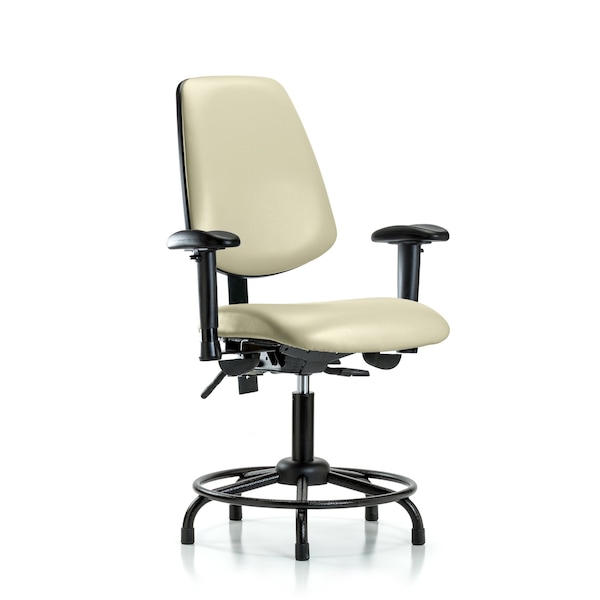 Desk Chair Adjustable Arms, 18" to 23" Height, Vinyl, Adobe White