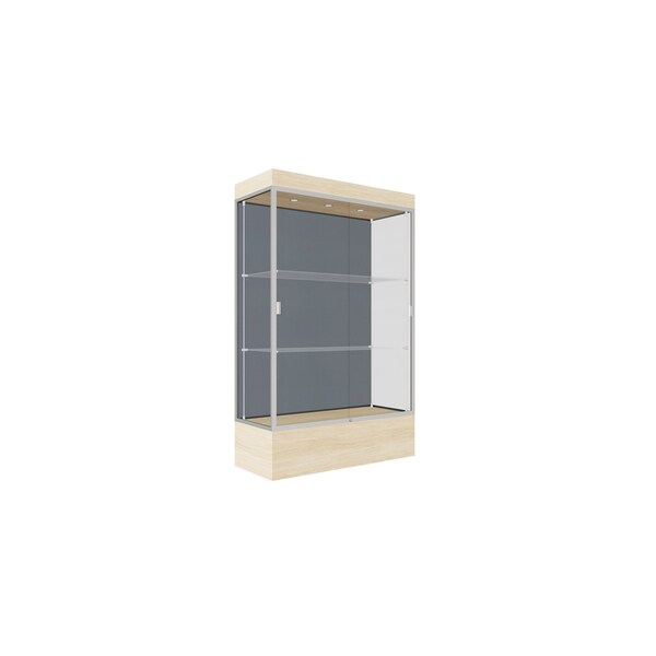 Lighted Floor Display Case 48x76x20, 12" Base, Satin