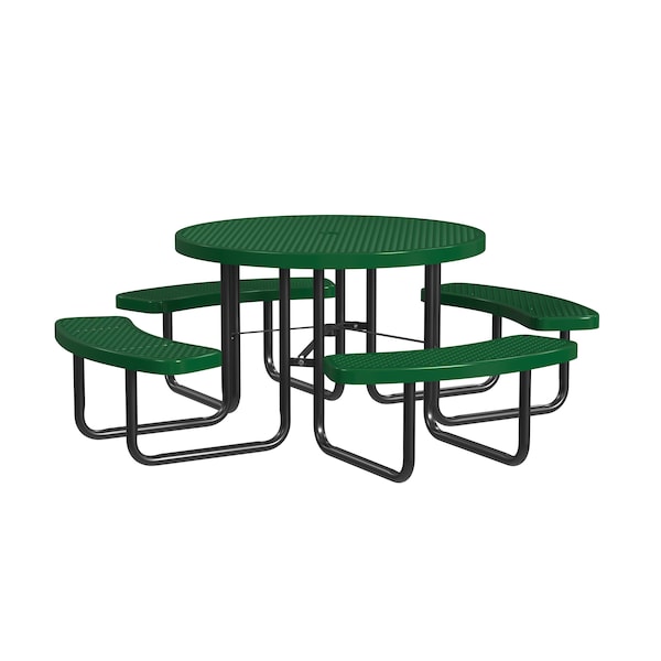 Round Portable Picnic Table, Green, 46 in L