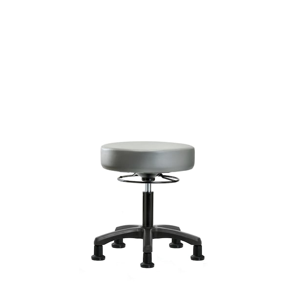 Vinyl Mini-Stool, Desk, Glides, Sterling