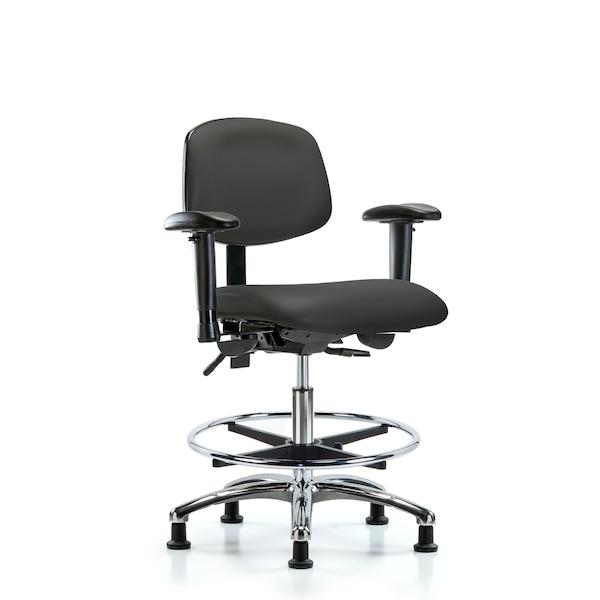 Chair, Vin, Med Bench, Chr AA CF Glides, Gry, 6-Way Adjustable, 22" to 29" Height, Charcoal