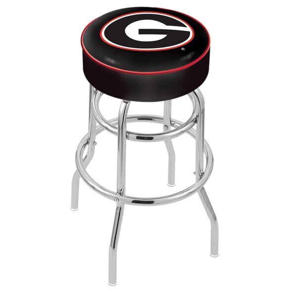 25" Georgia "G" Cushion Seat, 2-Ring Chrome Swivel Bar Stool
