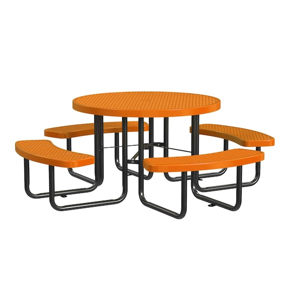 Round Picnic Table, Orange, In Ground Mount, 46 in