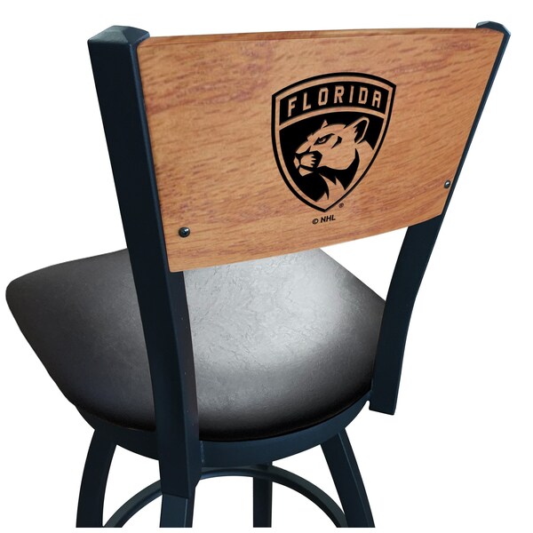 25" Blk Wrinkle Florida Panthers Swivel Bar Stool, Laser Engraved Back