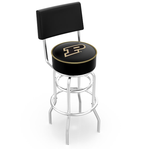 25" 4" Pitt Cushion Seat, Blk Wrinkle Base Swivel Bar Stool