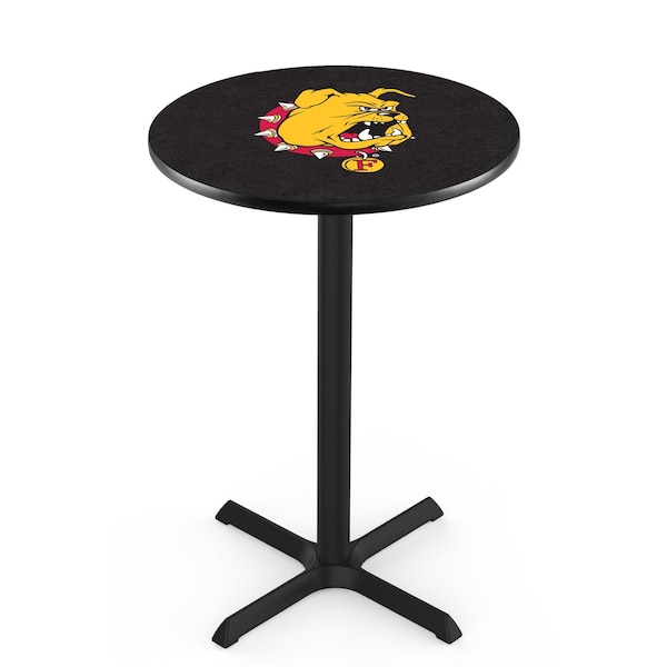 42" Blk Wrinkle Ferris State Pub Table, 36" dia. Top