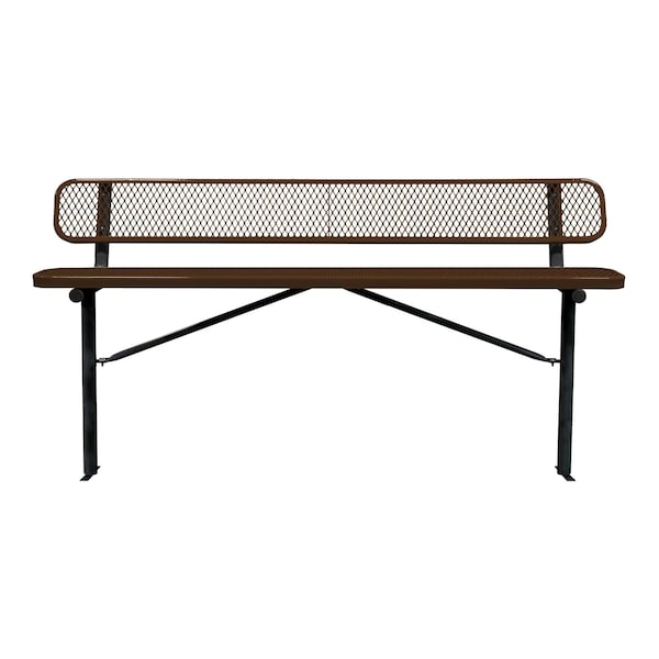 Bench/Back, Ingroud Mount, 8ft., Brown