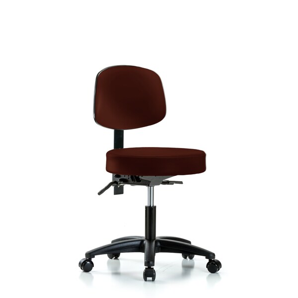 Desk Stool, Vinyl, Bk, Tilt Casters, Burg