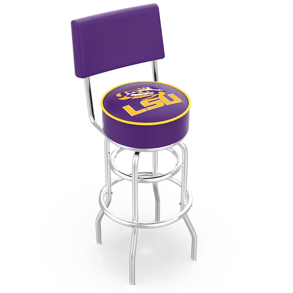 25" Chrome 2-Ring Louisiana State Swivel Bar Stool, Back