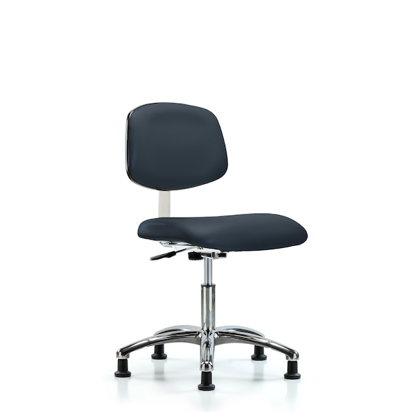 Clean Room Chair Desk Chair, Vin, Chrm, Glds, Navy, CLass 10, 18" to 23" Height, Vinyl, Imperial Blue