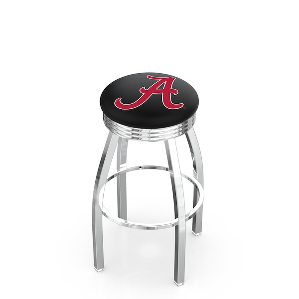 25" Chrome Alabama Swivel Bar Stool, Accent Ring