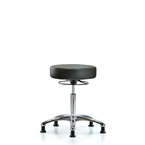 Vinyl Stool, Chrome, Med Bench, Glides, Carbon