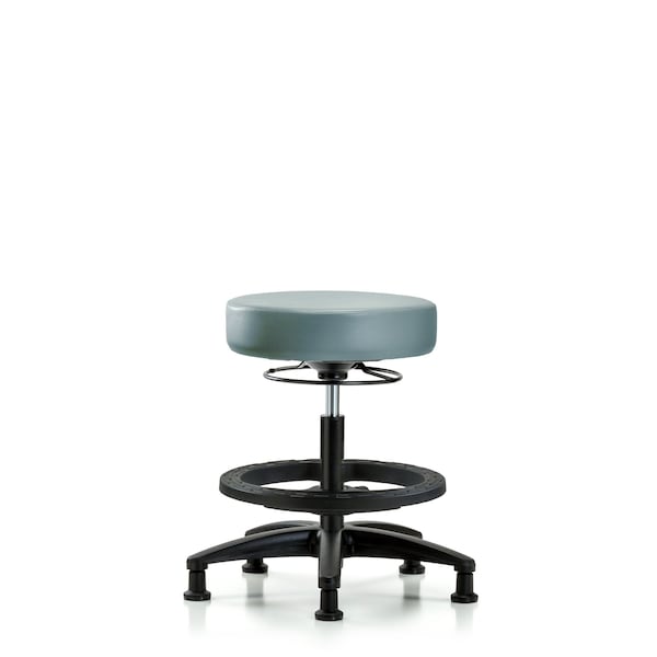Vinyl Stool, Med Bench, Foot Ring, Glides, Storm