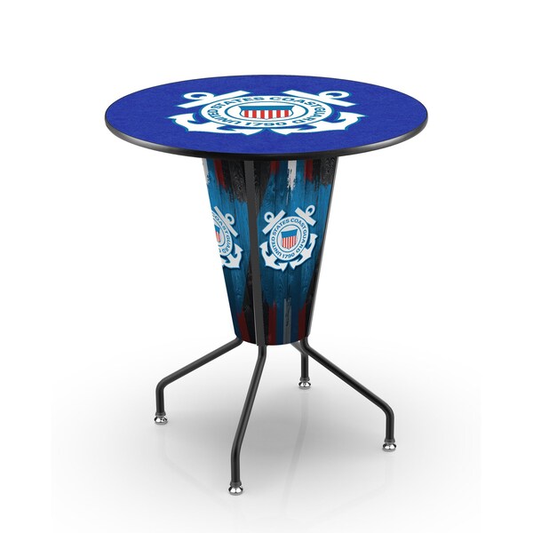 Lighted 42" Black Coast Guard Pub Table
