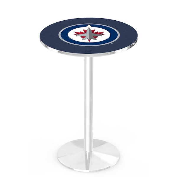 42" Chrome Winnipeg Jets Pub Table, 36" dia. Top