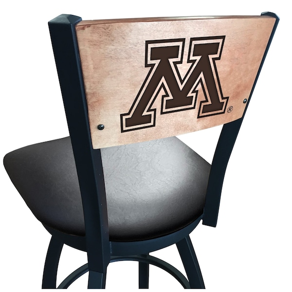 25" Blk Wrinkle Minnesota Swivel Bar Stool, Laser Engraved Back