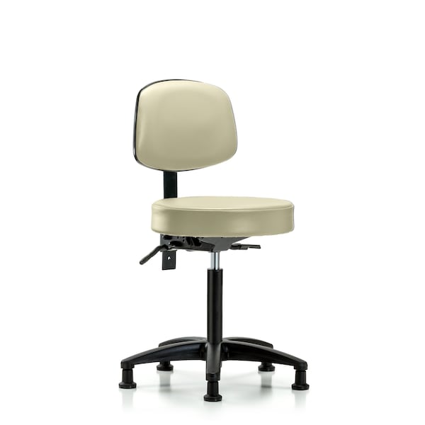 Bench Stool, Med, Vin, Bk, Tilt, Glides, Wht