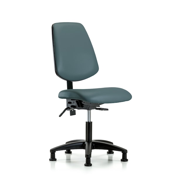 Desk Chair No Arms, 18" to 23" Height, Vinyl, Colonial Blue