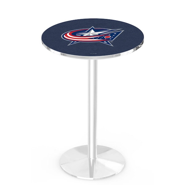 42" Chrome Columbus Blue Jackets Pub Table, 36" dia. Top
