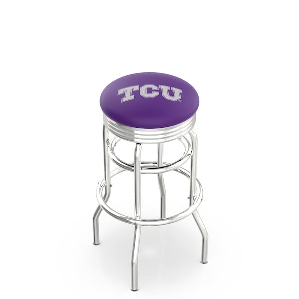 25" Chrome 2-Ring TCU Swivel Bar Stool, Accent Ring