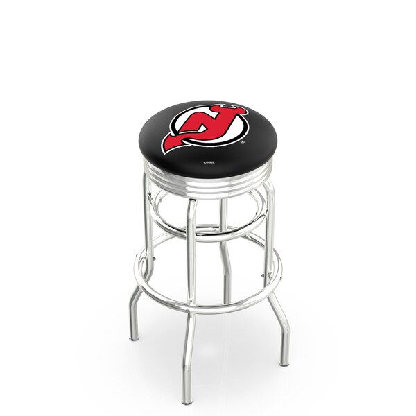 25" Chrome 2-Ring New Jersey Devils Swivel Bar Stool, Accent Ring