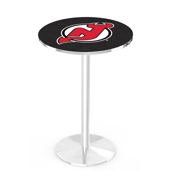 42" Chrome New Jersey Devils Pub Table, 36" dia. Top
