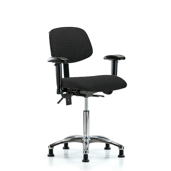 Chair, Fabric, Med Bench, Chr AA Glides, Blk, 6-Way Adjustable, 22" to 29" Height, Black