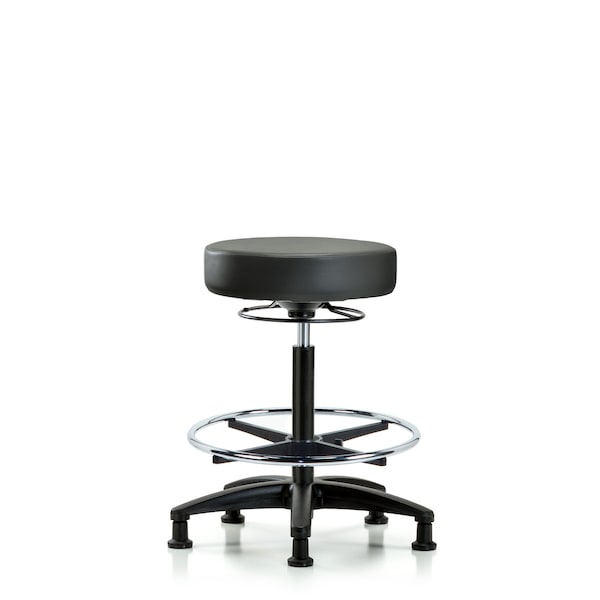 Vinyl Stool, High Bench, Foot Ring, Glides, Carbon