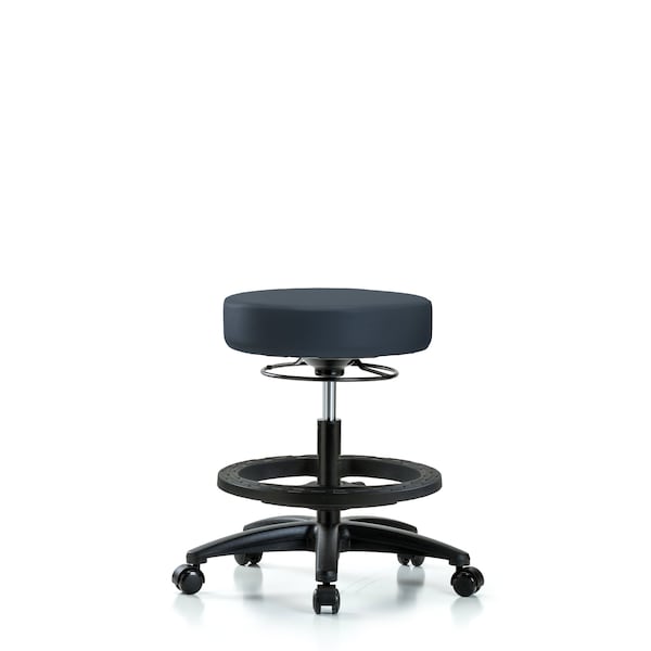 Bench Stool, Med, Vinyl, BF, Casters, Nav