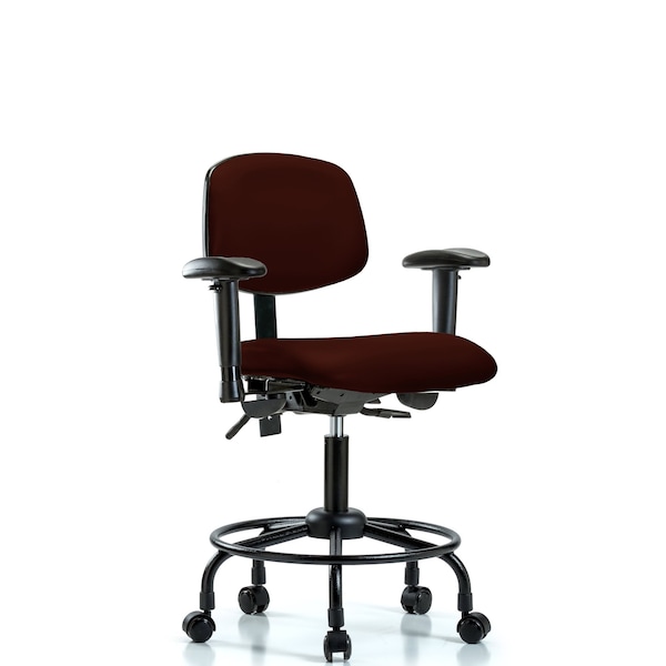Desk Chair Desk Chair, RT AA, Casters Vinyl, Burg, Adjustable Arms, 21" to 26" Height, Vinyl, Burgundy