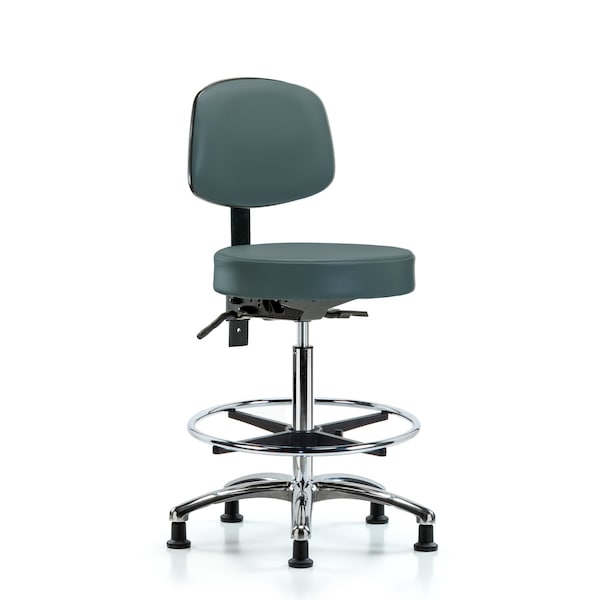Ben Stool, Hi, Vin, Bk, Chrome, CF, Glides, Blu