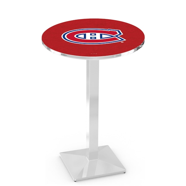 42" Chrome Montreal Canadiens Pub Table, 36" dia. Top