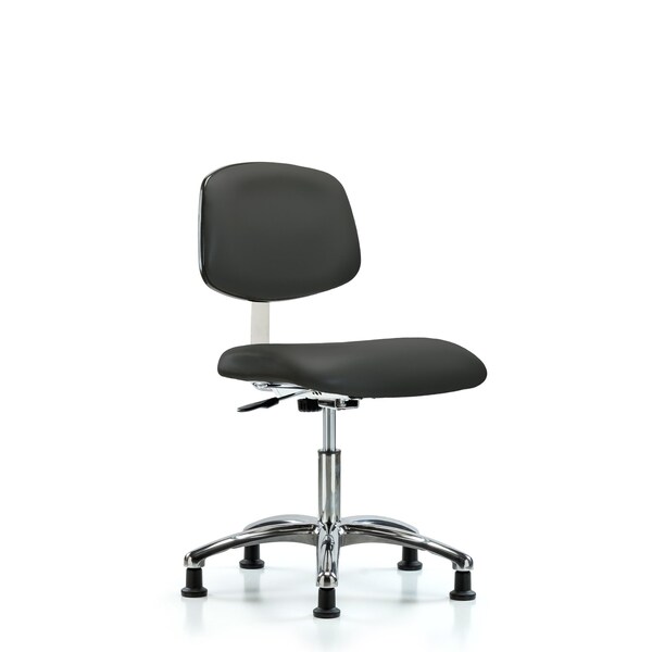 Clean Room Chair Desk Chair, Vin, Chrm, Glides, Gry, CLass 10, 18" to 23" Height, Vinyl, Charcoal