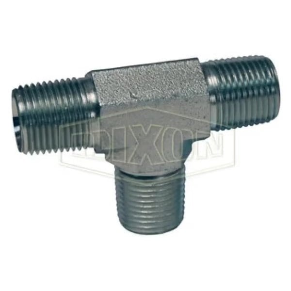 Hydraulic Tee, 3/4-14 Nominal, Male NPTF, Carbon Steel, Domestic