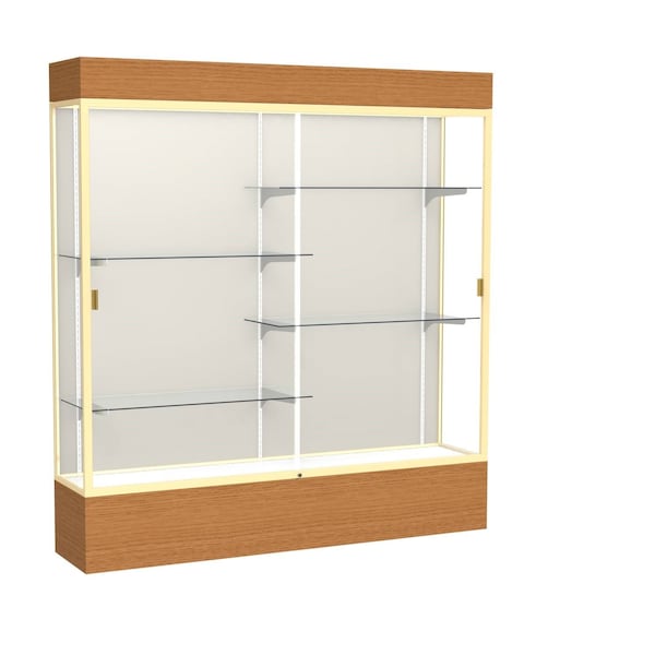 Lighted Floor Display Case 72x80x16, Plaque, Champange