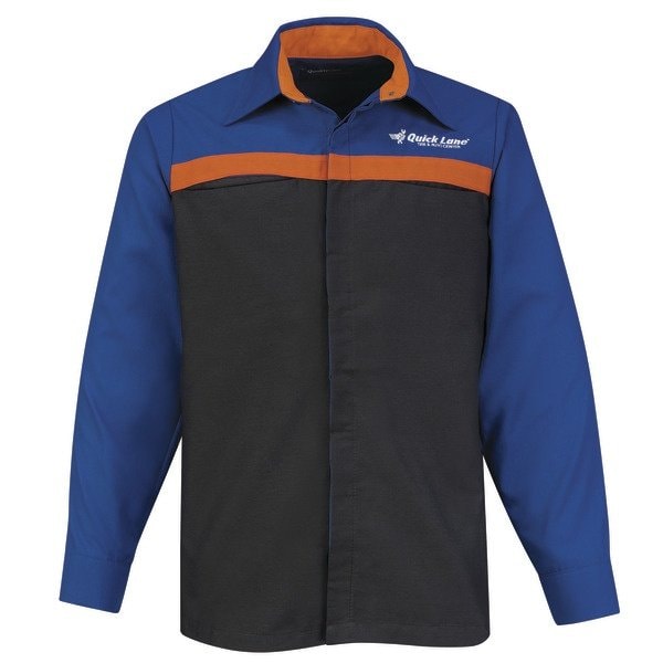 Men's Long Sleeve Quicklane Tech Shirt, Charcoal/RoyalBlue/Orange, 2XL