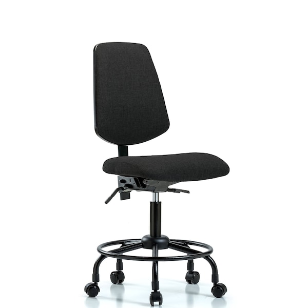 Desk Chair Fab Desk Chair, Med, Bk, RT, Cast, Blk, No Arms, 21" to 26" Height, Fabric, Black